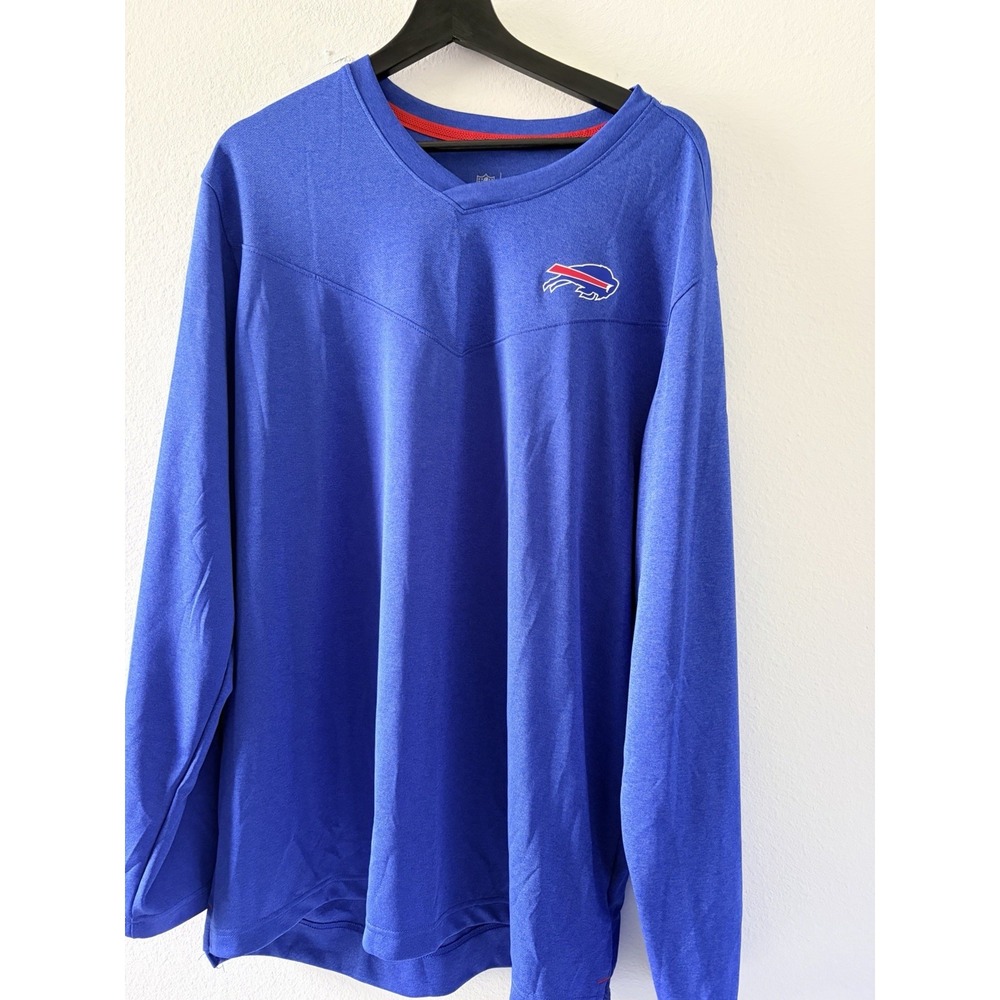 Nike NFL Buffalo Bills Dri-Fit Long Sleeve Shirt Mens XXL Blue Thermal V-Neck